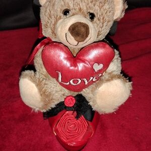 Teddy Bear with Heart and Rose High heel Basket 👠🧺